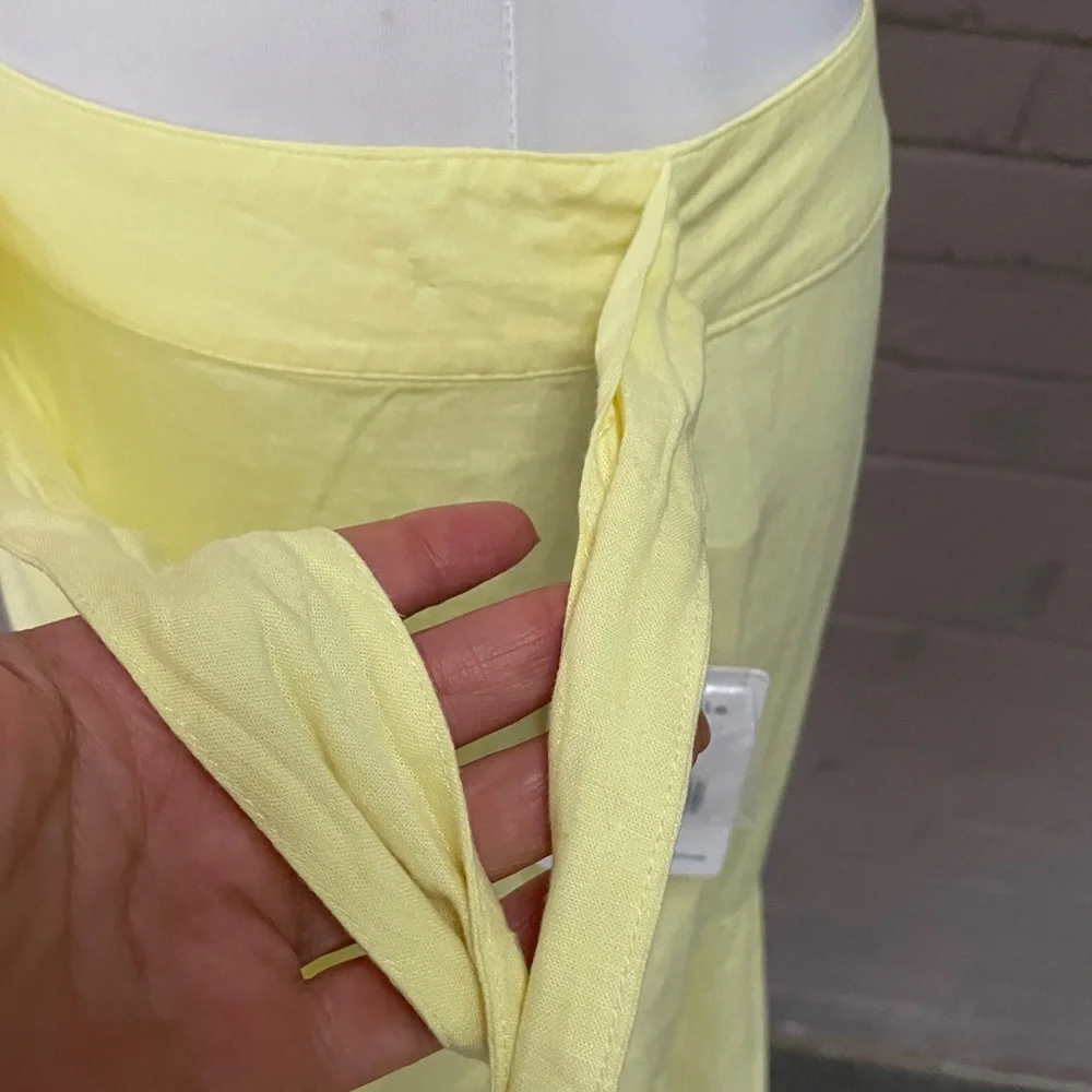Free People  NWT   Linen Blend Yellow Wrap Skirt  10